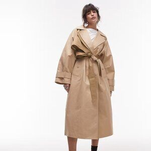 ASOS DESIGN deconstructed trench coat stone